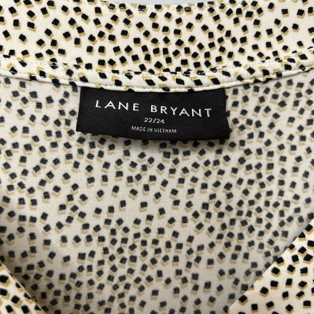 Lane Bryant Confetti Tunic Top Blouse Stretch Peasant‎ Travel V Neck Size 22 24